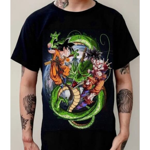 Gildan Men's T-Shirt Dragon Ball Z Goku Black Shenlong Anime Super Saiyan Sz M - Picture 1 of 7